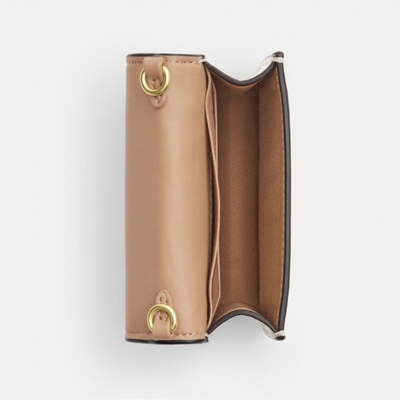 Coach Mini Wallet On A Chain In Signature Leather color gold/chalk - Picture 7 of 8